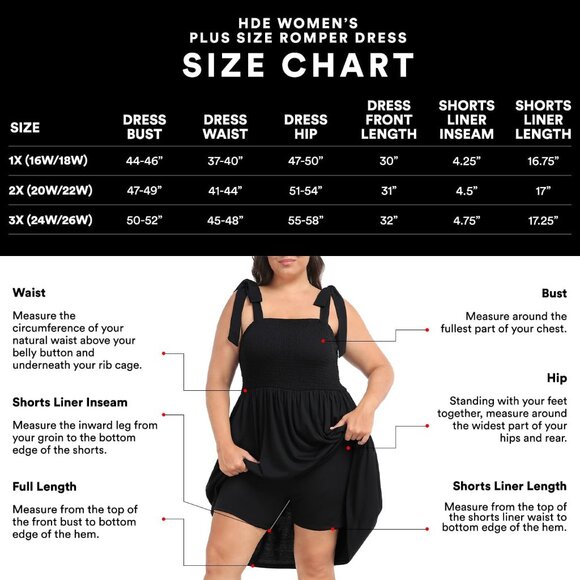 Plus Size Women's Romper Dress with Pockets Built-in Shorts Adjustable Straps - Picture 3 of 7